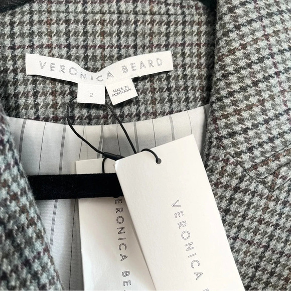 Veronica Beard Sybille Houndstooth Wool blend Cropped Jacket Blazer size 2 - Picture 10 of 16